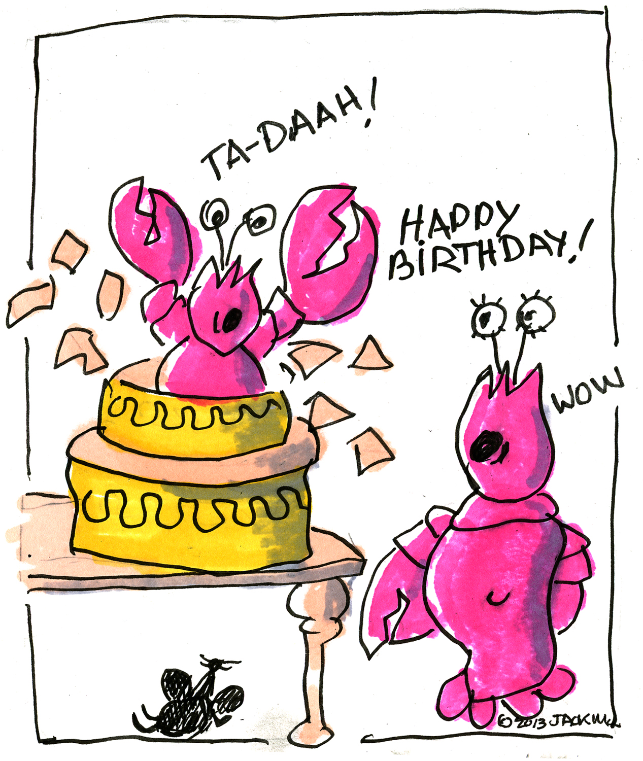 Lobster jumps out of cake Seven Knots Gallery